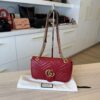 Gucci Matelasse Small GG Marmont Shoulder Bag Red