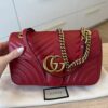 Gucci Matelasse Small GG Marmont Shoulder Bag Red
