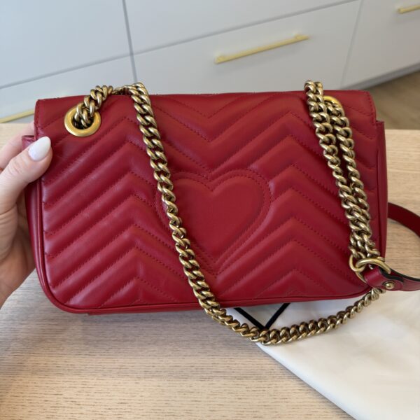 Gucci Matelasse Small GG Marmont Shoulder Bag Red