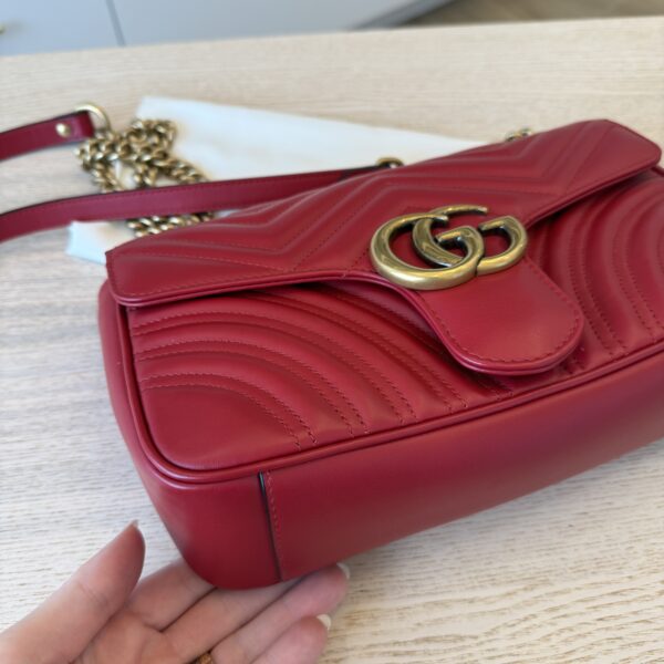 Gucci Matelasse Small GG Marmont Shoulder Bag Red