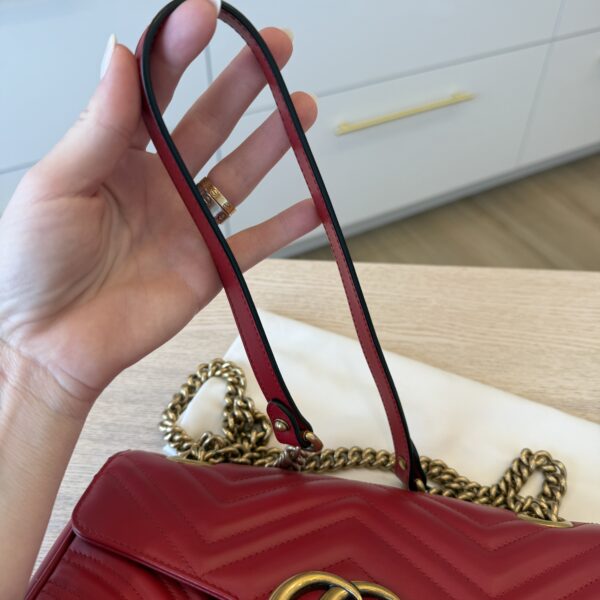 Gucci Matelasse Small GG Marmont Shoulder Bag Red