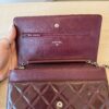 Chanel Patent Quilted Wallet on Chain WOC Burgundy Silver Hardware