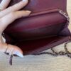 Chanel Patent Quilted Wallet on Chain WOC Burgundy Silver Hardware