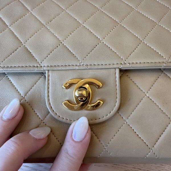 Chanel Medium Vintage Classic Flap with 24K Gold Hardware Beige Claire