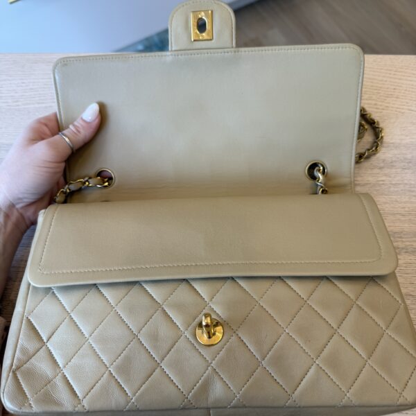 Chanel Medium Vintage Classic Flap with 24K Gold Hardware Beige Claire