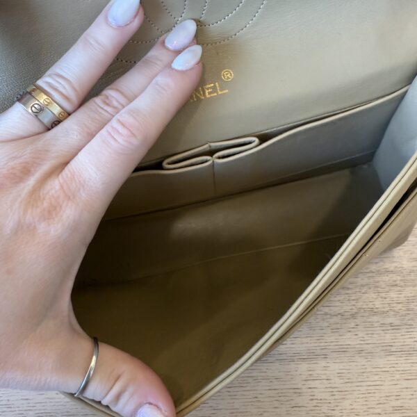 Chanel Medium Vintage Classic Flap with 24K Gold Hardware Beige Claire
