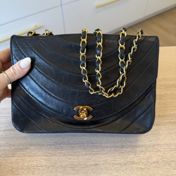 Chanel Lambskin Ribbon Quilted Small Single Flap Black 24K Gold Hardware