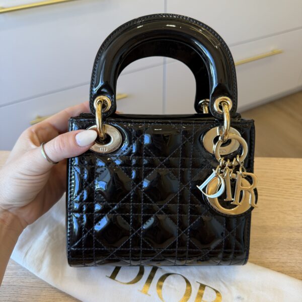 Christian Dior Patent Cannage Mini Lady Dior Black