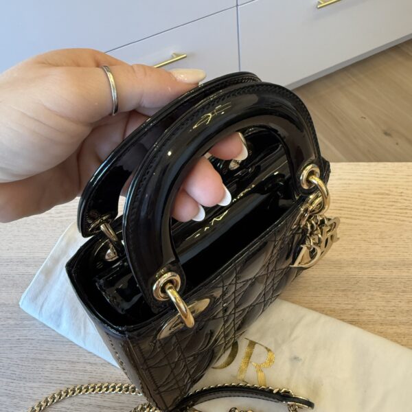 Christian Dior Patent Cannage Mini Lady Dior Black