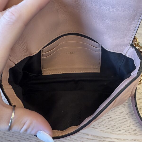 Fendi Nappa FF 1974 Embossed Mini Baguette Rosa Quarzo