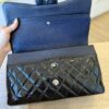 Chanel Patent Quilted Jumbo Double Flap Navy