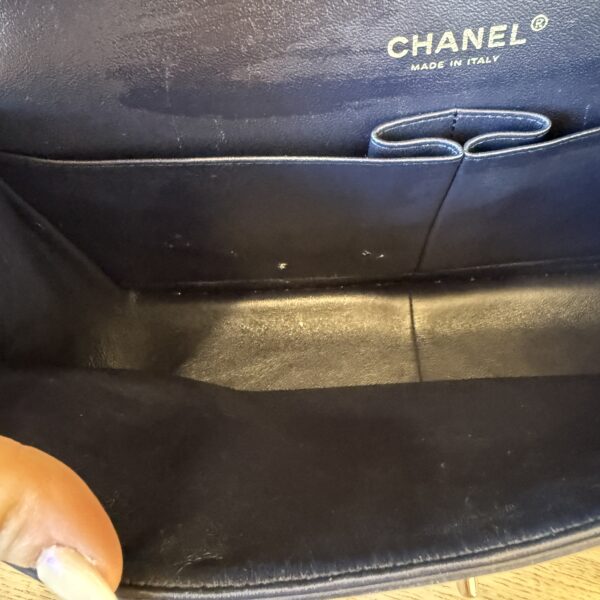 Chanel Patent Quilted Jumbo Double Flap Navy