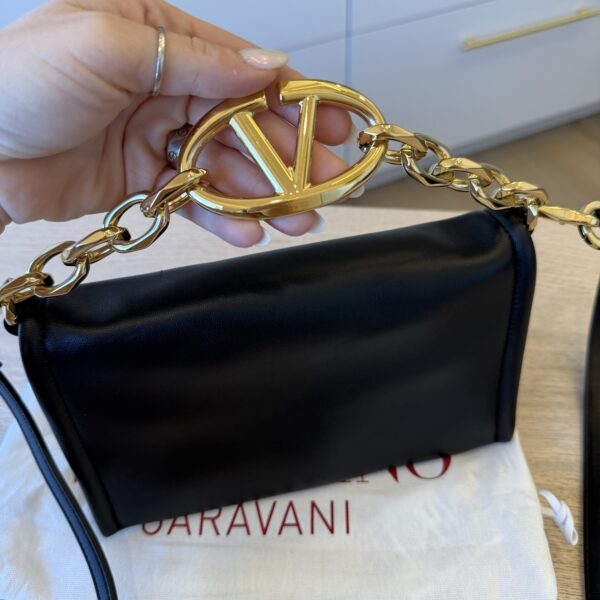 Valentino Garavani VLogo Chain Clutch Bag in Nappa Leather Black
