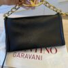 Valentino Garavani VLogo Chain Clutch Bag in Nappa Leather Black