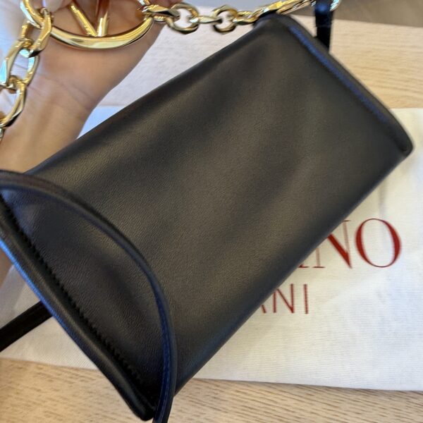 Valentino Garavani VLogo Chain Clutch Bag in Nappa Leather Black