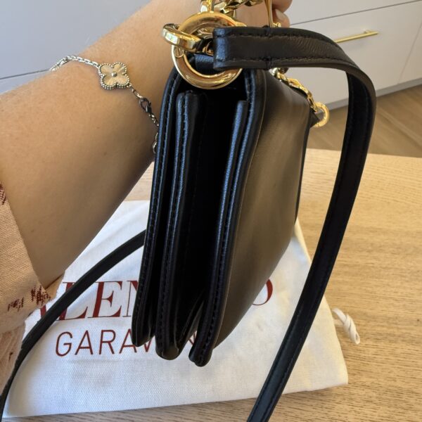 Valentino Garavani VLogo Chain Clutch Bag in Nappa Leather Black