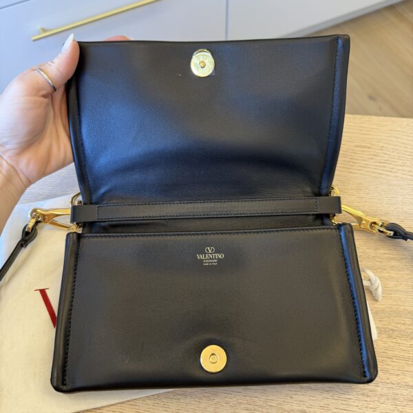 Valentino Garavani VLogo Chain Clutch Bag in Nappa Leather Black