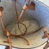 LOEWE Felt Calfskin Small Anagram Square Basket Tote Brown Tan