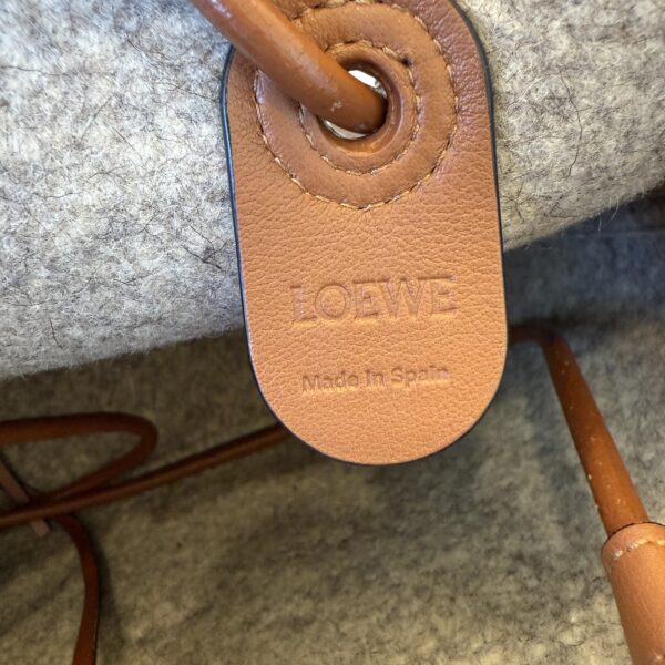 LOEWE Felt Calfskin Small Anagram Square Basket Tote Brown Tan
