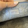 Chanel Silver Metallic Camellia Embossed Leather O-Case Zip Large Pouch
