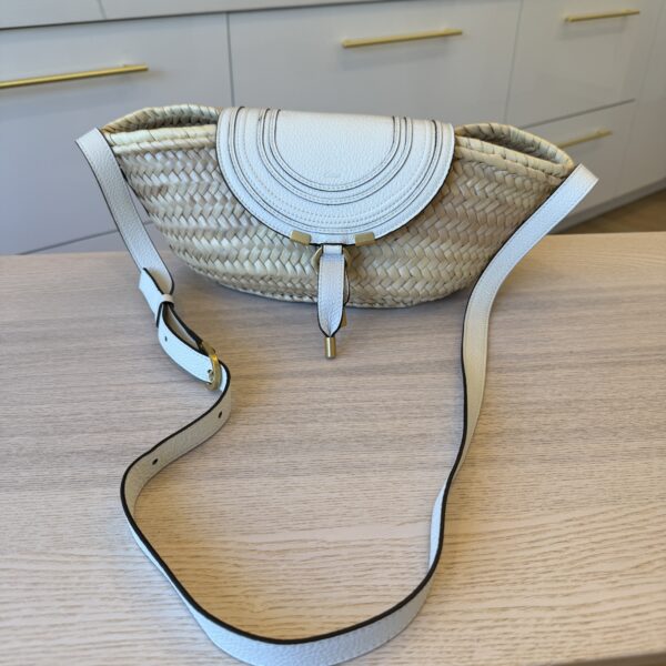 Chloe Raffia Calfskin Marcie Basket White