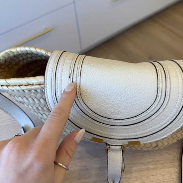 Chloe Raffia Calfskin Marcie Basket White