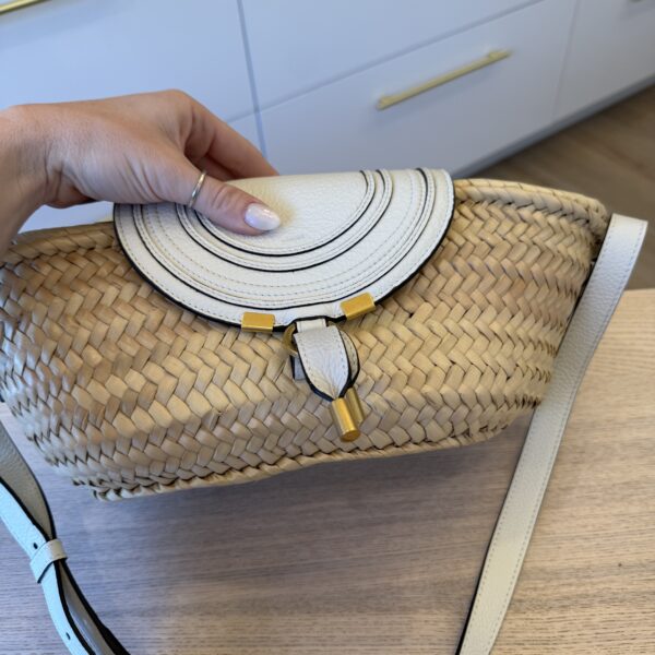 Chloe Raffia Calfskin Marcie Basket White