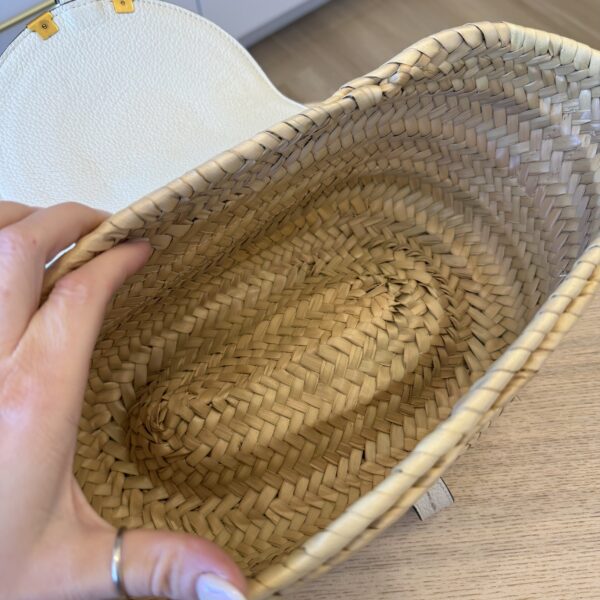 Chloe Raffia Calfskin Marcie Basket White