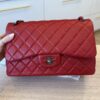 Chanel Lambskin Quilted Jumbo Double Flap Red Gunmetal Hardware