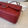 Chanel Lambskin Quilted Jumbo Double Flap Red Gunmetal Hardware
