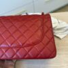 Chanel Lambskin Quilted Jumbo Double Flap Red Gunmetal Hardware