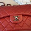 Chanel Lambskin Quilted Jumbo Double Flap Red Gunmetal Hardware