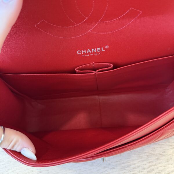 Chanel Lambskin Quilted Jumbo Double Flap Red Gunmetal Hardware