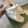 Gucci Demi Rhinestone Mesh Mule Sandals In Light Powder Size 37