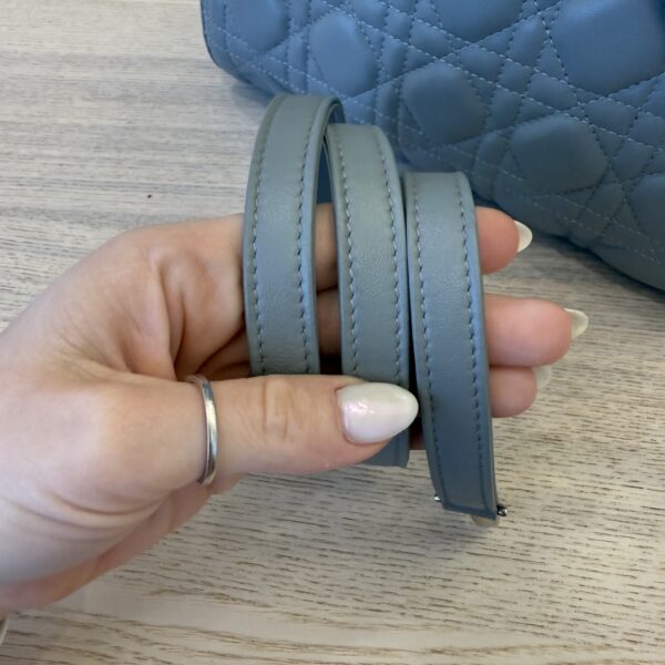 Christian Dior Lambskin Cannage Medium Lady Dior Grey Silver Hardware