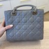 Christian Dior Lambskin Cannage Medium Lady Dior Grey Silver Hardware