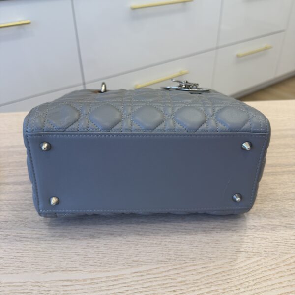 Christian Dior Lambskin Cannage Medium Lady Dior Grey Silver Hardware