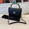Chanel Lambskin Quilted Small Trendy CC Dual Handle Flap Bag Black Gold Hardware