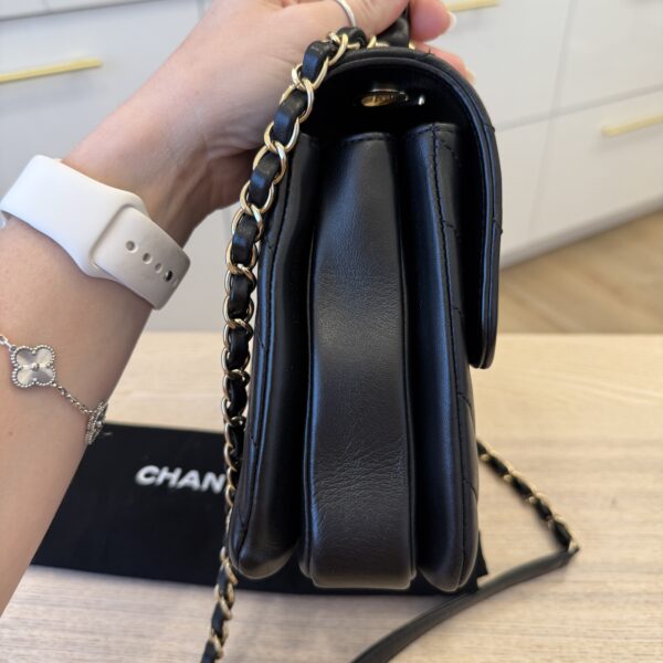 Chanel Lambskin Quilted Small Trendy CC Dual Handle Flap Bag Black Gold Hardware