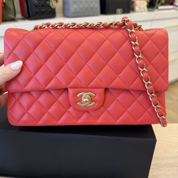 Chanel Lambskin Quilted Medium Double Flap Aged Gold Hardware