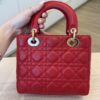 Christian Dior Lambskin Cannage Small Lady Dior Dark Red Gold Hardware Lucky Badges Strap