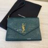 Louis Vuitton Calfskin Crocodile Embossed Monogram Cassandre Flap Pouch Foliage Green