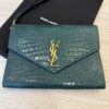 Louis Vuitton Calfskin Crocodile Embossed Monogram Cassandre Flap Pouch Foliage Green