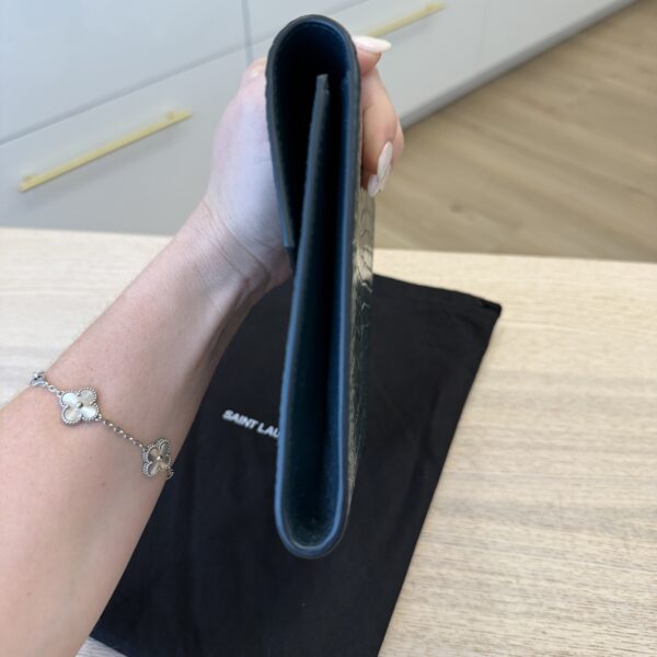 Louis Vuitton Calfskin Crocodile Embossed Monogram Cassandre Flap Pouch Foliage Green