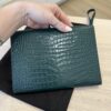 Louis Vuitton Calfskin Crocodile Embossed Monogram Cassandre Flap Pouch Foliage Green