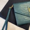 Louis Vuitton Calfskin Crocodile Embossed Monogram Cassandre Flap Pouch Foliage Green