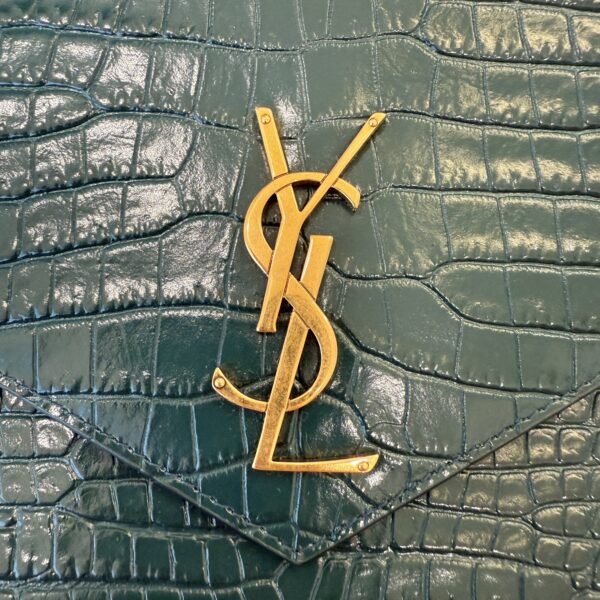 Louis Vuitton Calfskin Crocodile Embossed Monogram Cassandre Flap Pouch Foliage Green