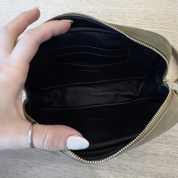 Saint Laurent (YSL) Lou Mini Ysl Camera Bag In Quilted Suede In Matt Gold