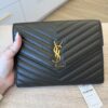 Saint Laurent YSL Monogram Flap Clutch Bag in Smooth Leather Light Musk