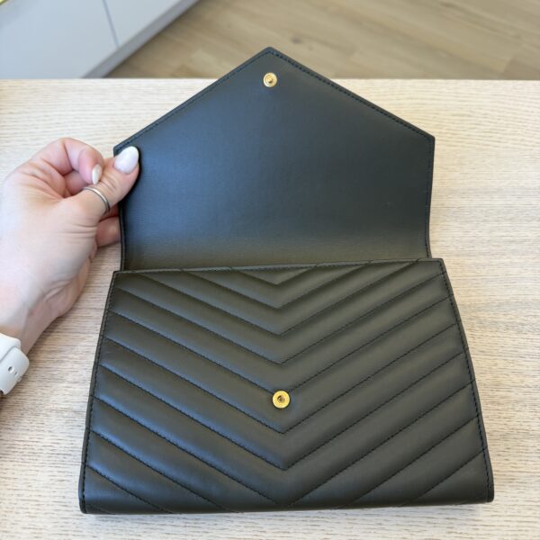 Saint Laurent YSL Monogram Flap Clutch Bag in Smooth Leather Light Musk